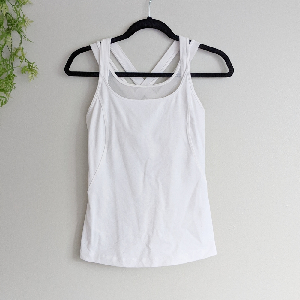 (Lululemon) White Crisscross Athletic Tank 6